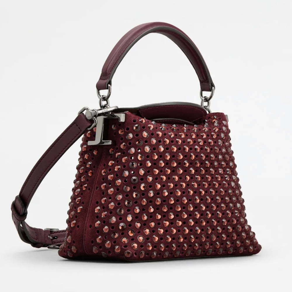 Tod's T Case Tote Messenger Bag in Suede Micro NIB - Picture 3 of 12
